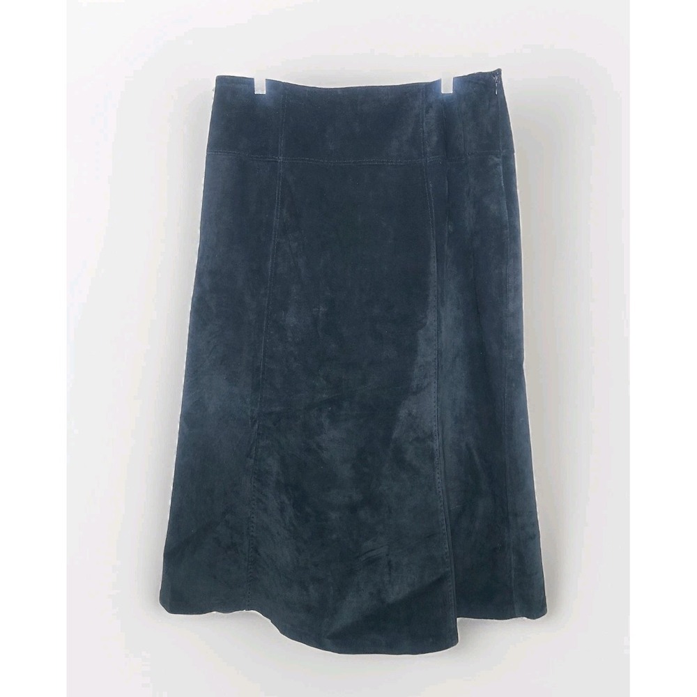 Vtg Rafaella Midi Skirt Sz 14‎ Black Suede 90's Boho Chic Y2K Western Whimsigoth